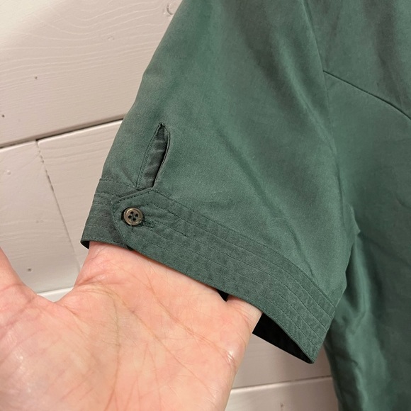 💚 JACOB – Green -Vintage 100% Silk Blouse with Shoulder Pads – Size M - Picture 4 of 11